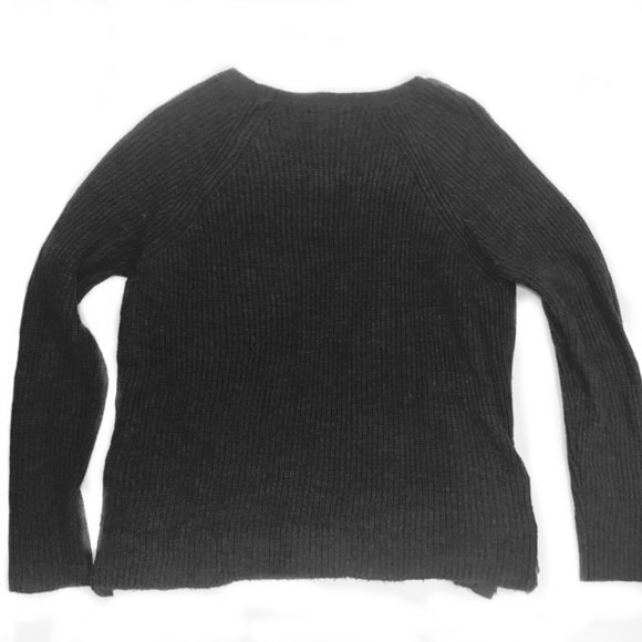 a.n.a. grey lace up sweater - Picture 3 of 5